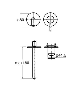CONCEPT 300 ROUND umývadlová podomietková batéria, matná čierna CRIPH95713CON Technický nákres