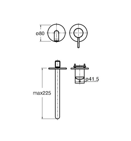 CONCEPT 300 ROUND umývadlová podomietková batéria, chróm CRIPH95951CON Technický nákres