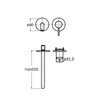 CONCEPT 300 ROUND umývadlová podomietková batéria, chróm CRIPH95951CON Technický nákres