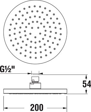 JIKA MIO horná sprcha pr. 200 mm, chróm H3677100040421 Technický nákres