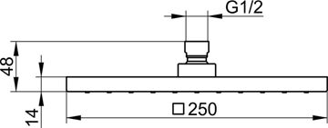 KEUCO EDITION 300 horná sprcha 250x250 mm, chróm 53086010100 Technický nákres