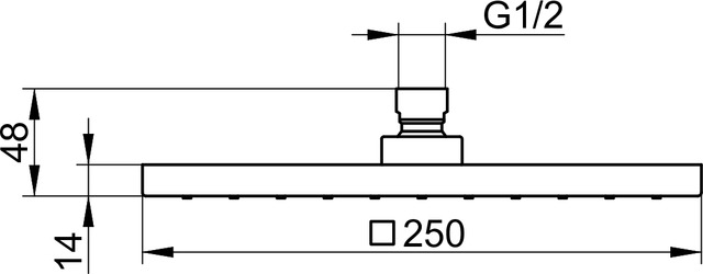 KEUCO EDITION 300 horná sprcha 250x250 mm, chróm 53086010100 Technický nákres