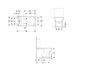 GEBERIT SELNOVA SQUARE WC kombi misa, Rimfree splachovanie, vario odpad 500.489.01.7 Technický nákres