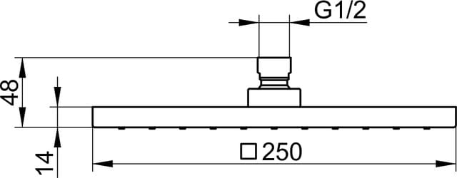 KEUCO EDITION 300 horná sprcha 250x250 mm, brúsený čierny chróm 53086130100 Technický nákres