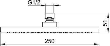 KEUCO horná sprcha pr. 250 mm, chróm 59986010201 Technický nákres