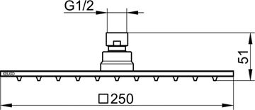 KEUCO horná sprcha 250x250 mm, chróm 59986010202 Technický nákres