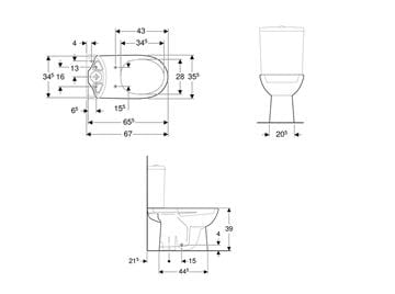 GEBERIT SELNOVA WC kombi misa, spodný odpad 500.281.01.7 Technický nákres