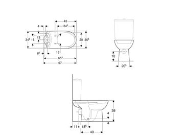 GEBERIT SELNOVA WC kombi misa, zadný odpad 500.282.01.5 Technický nákres