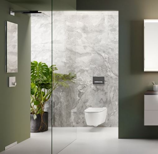 GEBERIT AQUACLEAN SELA SQUARE závesné WC s bidetovým sedadlom, SoftOpening, TurboFlush, KeraTect, biela/chróm 146.250.21.1 Obrázek - fotka