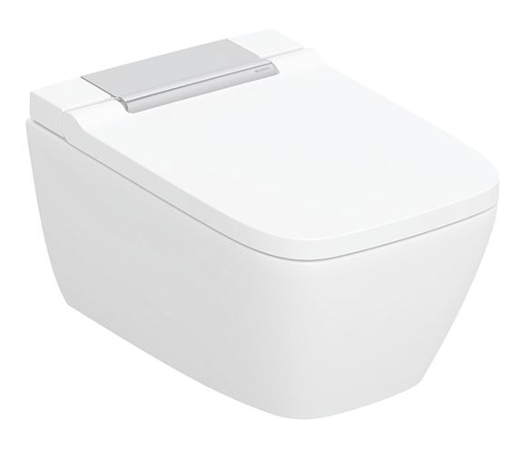 GEBERIT AQUACLEAN SELA SQUARE závesné WC s bidetovým sedadlom, SoftOpening, TurboFlush, KeraTect, biela/chróm 146.250.21.1 Obrázek - Hlavní obrázek