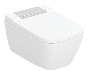 GEBERIT AQUACLEAN SELA SQUARE závesné WC s bidetovým sedátkom, SoftOpening, TurboFlush, KeraTect, biela/chróm