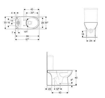 GEBERIT SELNOVA WC kombi misa, Rimfree splachovanie, vario odpad 500.488.01.7 Technický nákres