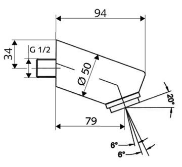 SCHELL AEROSOLARM horná sprcha, s obmedzovačom aerosólu, chróm 018140699 Technický nákres