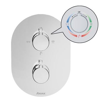 RAVAK CHROME CR 067.00CR podomietková termostatická batéria, pre 3 spotrebiče, chróm  X070075 Obrázek - fotka