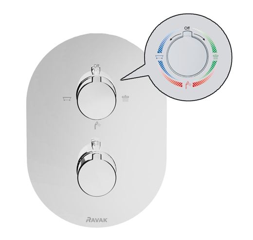 RAVAK CHROME CR 067.00CR podomietková termostatická batéria, pre 3 spotrebiče, chróm  X070075 Obrázek - fotka