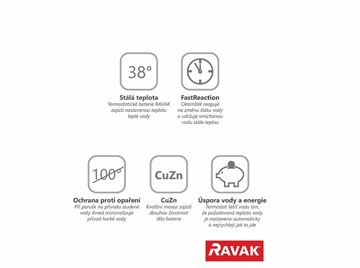 RAVAK TERMO 200 TE 072.00CR sprchová nástenná termostatická batéria, chróm X070051 Obrázek - fotka
