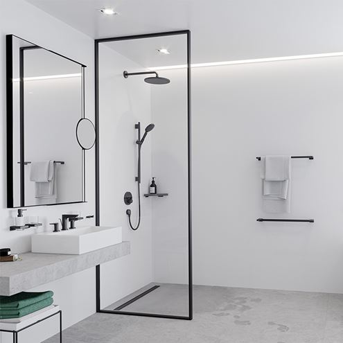 HANSGROHE sprchové rameno 389 mm, nástenné, matná čierna 27413670 Obrázek - fotka