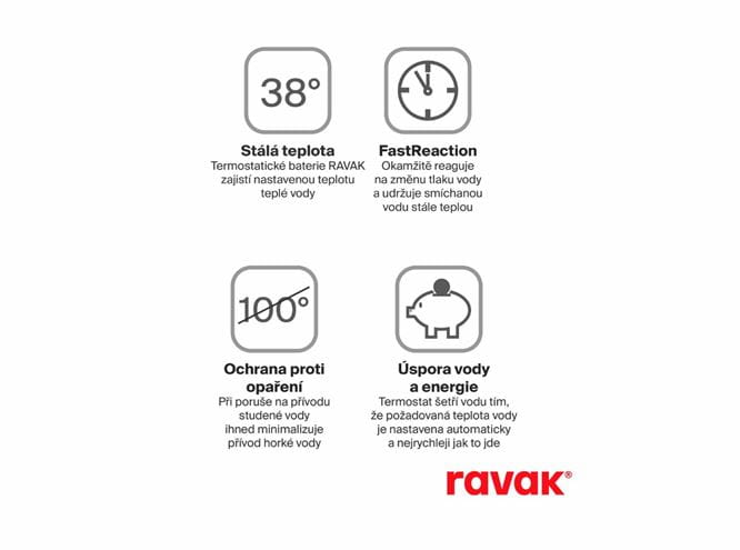 RAVAK ESPIRIT ES 063.00CR.O2.RB07C podomietková termostatická batéria, pre 2 spotrebiče, chróm X070206 Obrázek - fotka