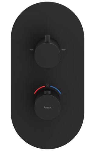 RAVAK ESPIRIT ES 063.20BLM.O2.RB07C podomietková termostatická batéria, pre 2 spotrebiče, matná čierna X070286 Obrázek - fotka