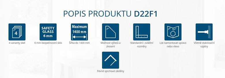 RONAL DIVERA D22F1 bočná stena 90x200 cm, aluchróm/číre sklo D22F1 090 50 07 Obrázek - fotka
