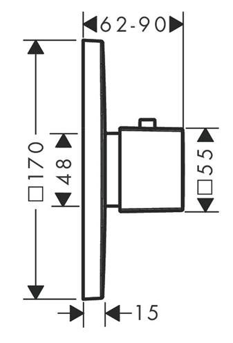 AXOR URQUIOLA podomietkový termostat HighFlow, chróm 11731000 Technický nákres