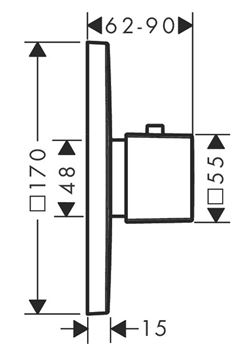 AXOR URQUIOLA podomietkový termostat HighFlow, chróm 11731000 Technický nákres