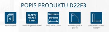 RONAL DIVERA D22F3 doplnková bočná stena 140x200 cm, aluchróm/číre sklo D22F3 140 50 07 Obrázek - fotka