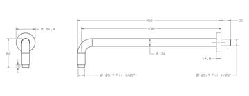 CONCEPT 300 sprchové rameno 450 mm, nástenné, chróm PM10014/CO Technický nákres