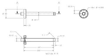 CONCEPT 200 sprchové rameno 200 mm, stropné, chróm PM10087/CO Technický nákres