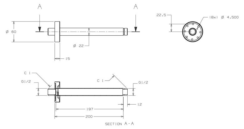CONCEPT 200 sprchové rameno 200 mm, stropné, chróm PM10087/CO Technický nákres