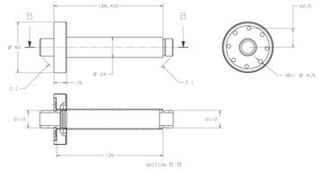 CONCEPT 200 BLACK sprchové rameno 125 mm, stropné, matná čierna PM10016/MB/CO Technický nákres