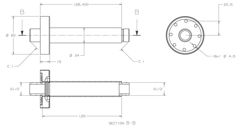 CONCEPT 200 BLACK sprchové rameno 125 mm, stropné, matná čierna PM10016/MB/CO Technický nákres