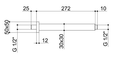 RAF sprchové rameno 272 mm, stropné, chróm DS107/300 Technický nákres