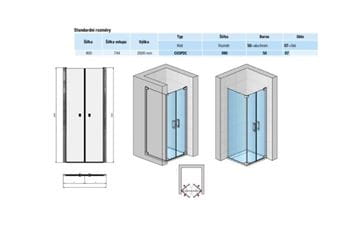 CONCEPT 300 STYLE sprchové dvere 90x200 cm, lietacie, aluchróm/číre sklo CO3P2C 090 50 07 Technický nákres