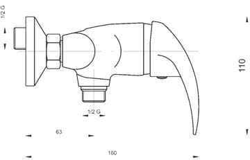 NOVASERVIS TITANIA LUX sprchová nástenná batéria, chróm 91060/1,0 Technický nákres