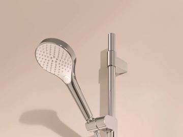 HANSA VIVA vsprchová súprava 4-dielna, ručná sprcha pr. 110 mm, 3 prúdy, tyč, hadica, mydelnička, chróm 44160210 Obrázek - fotka