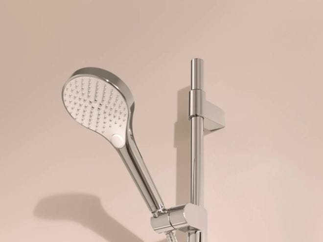 HANSA VIVA vsprchová súprava 4-dielna, ručná sprcha pr. 110 mm, 3 prúdy, tyč, hadica, mydelnička, chróm 44160210 Obrázek - fotka