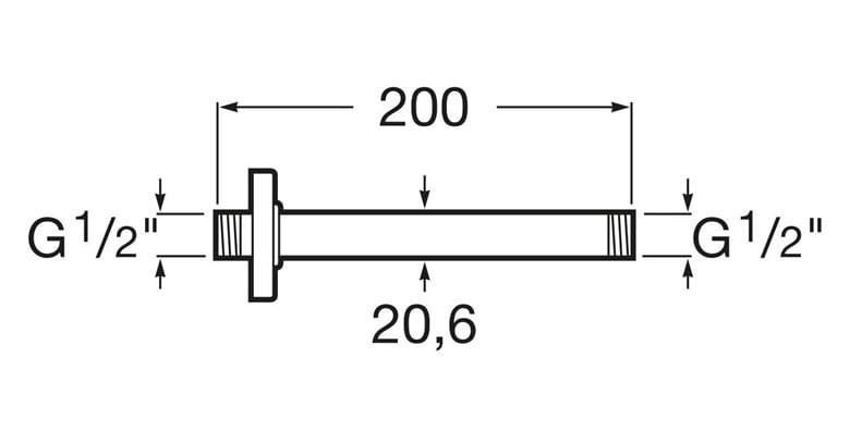 ROCA RAINDREAM sprchové rameno 200 mm, stropné, chróm A5B0550C00 Technický nákres