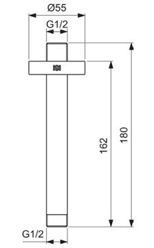 IDEAL STANDARD IDEALRAIN sprchové rameno 162 mm, stropné, chróm B9446AA Technický nákres