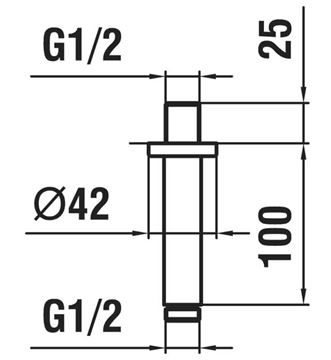 LAUFEN sprchové rameno 100 mm, stropné, chróm HF960098100001 Technický nákres