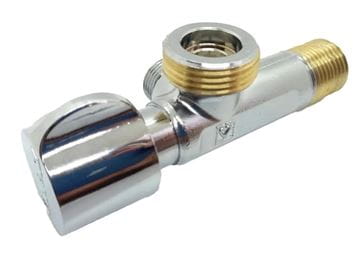 HERZ dvojitý rohový ventil 1/2"x3/4"x3/8", chróm UH13111 Obrázek - fotka