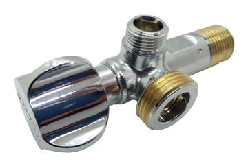 HERZ dvojitý rohový ventil 1/2"x3/4"x3/8", chróm UH13111 Obrázek - fotka