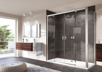 HÜPPE AURA ELEGANCE SW 900 bočná stena 90x200 cm, lesklá strieborná/číre sklo 401607.092.322 Obrázek - fotka