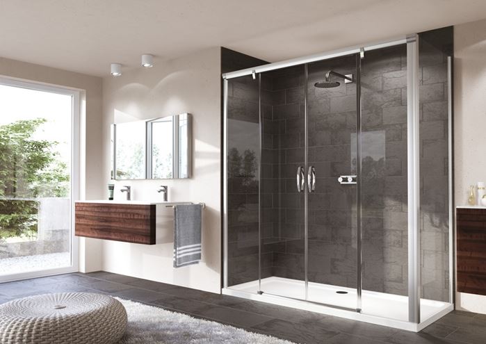 HÜPPE AURA ELEGANCE SW 900 bočná stena 90x200 cm, lesklá strieborná/číre sklo 401607.092.322 Obrázek - fotka