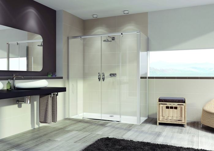 HÜPPE AURA ELEGANCE SW 900 bočná stena 90x200 cm, lesklá strieborná/číre sklo 401607.092.322 Obrázek - fotka