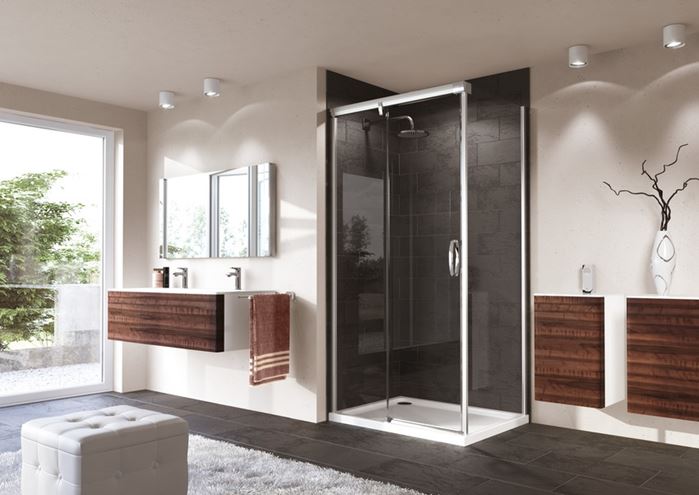 HÜPPE AURA ELEGANCE SW 900 bočná stena 90x200 cm, lesklá strieborná/číre sklo 401607.092.322 Obrázek - fotka