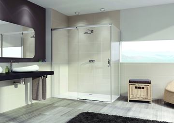 HÜPPE AURA ELEGANCE SW 900 bočná stena 90x200 cm, lesklá strieborná/číre sklo 401607.092.322 Obrázek - fotka