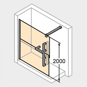 HÜPPE DUPLO PURE stena walk-in 140x200 cm, chróm/číre sklo DT0004.C91.322 Technický nákres