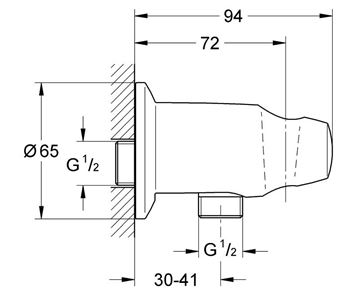 GROHE MOVARIO držiak s pripojením na vodu, chróm 28406000 Technický nákres