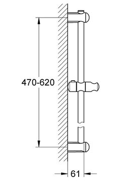 GROHE EUPHORIA sprchová tyč 620 mm s držiakom ručnej sprchy, chróm 27499000 Technický nákres